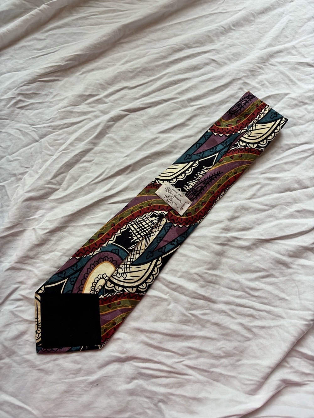 Silk Paisley Print Tie in Teal, Purple & Burgundy